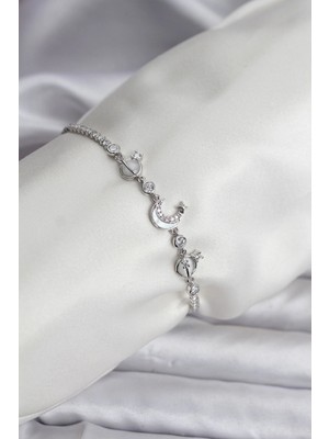 Nacario Bfs Charmlı Model Zirkon Taşlı Gümüş Renk Su Yolu Kadın Bileklik