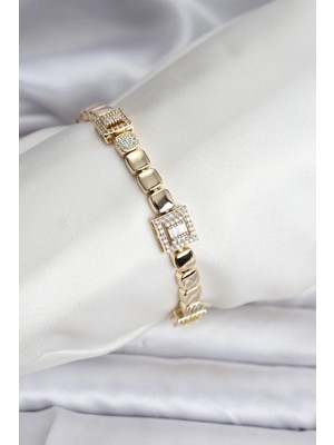 Nacario Bfs 14K Gold Renk Kaplama Zirkon Taşlı cm Kadın Bileklik