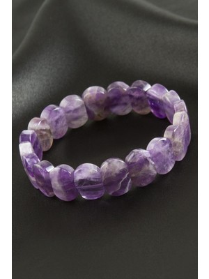 Nacario Oval Kesim Orjinal Ametist Doğaltaşlı Bileklik