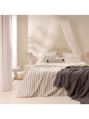 Evidea Soft Rene Ipliği Boyalı Çift Kişilik Nevresim Takımı - Beyaz / Antrasit