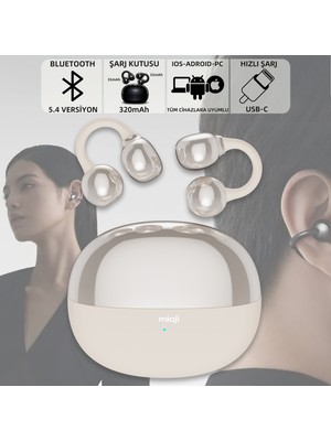 Mioji Air Buds 2 Kablosuz 5.4 Ios Android Windows Pc ve Tüm Telefonlar ile Uyumlu Bluetooth Kulaklık - Beyaz