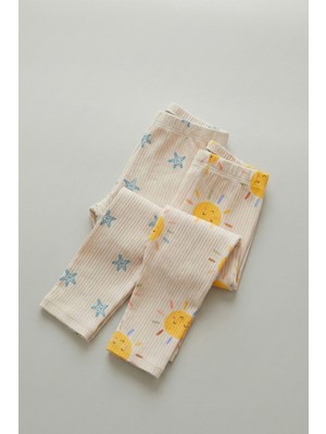 Cigit Ikili Set Tayt 1-8 Yaş Güneş-Yıldız Desen