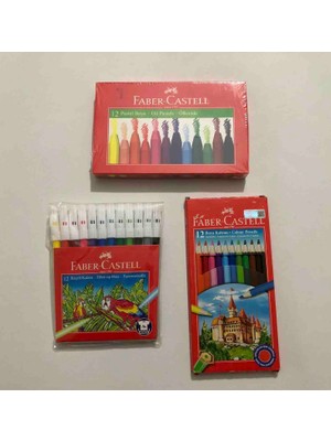 Faber-Castell Hayal Gücü 3’lü Sanat Seti — Kuru Boya + Pastel Boya + Keçeli Kalem