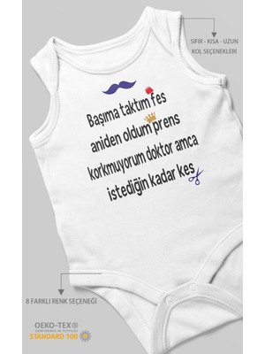 Morivo Kids Korkmuyorum Doktor Amca Istediğin Kadar Kes Baskılı Bebek Zıbını | %100 Pamuk Sıfır Kol