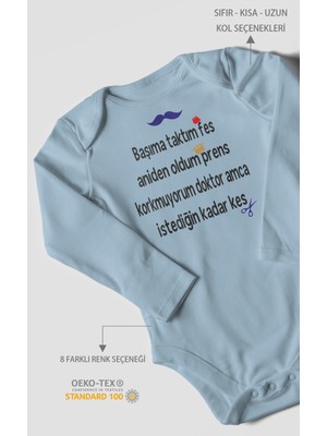 Morivo Kids Korkmuyorum Doktor Amca Istediğin Kadar Kes Baskılı Bebek Zıbını | %100 Pamuk Uzun Kol