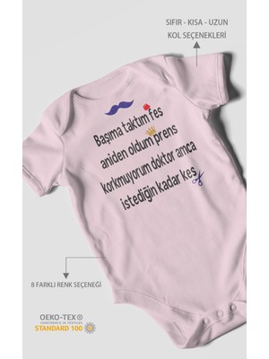 Morivo Kids Korkmuyorum Doktor Amca Istediğin Kadar Kes Baskılı Bebek Zıbını | %100 Pamuk Kısa Kol