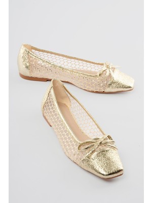 Mubiano Kadın Babet File Detaylı Fiyonklu Siluna Altın