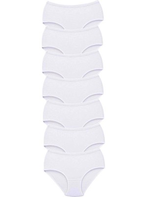 Moda Şahsenem 7 Adet Tutku Kadın Yüksek Bel Bato Kalın Lastik Külot Beyaz