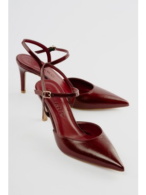Mubiano Kadın Stiletto Sivri Burun Topuklu Ayakkabı Irisa Bordo