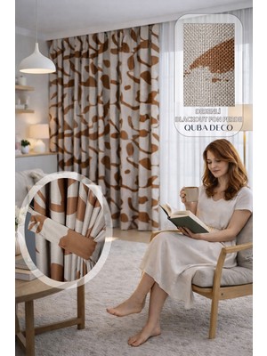 Quba Deco Floral Baskı Desenli Blackout Işık Geçirmez Pilesiz Fon Perde Yatak Odası, Çocuk Odası ,salon