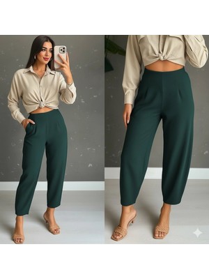 Pilelistore- Kadın Yüksek Bel Krep Pantolon