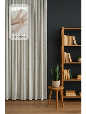Quba Deco Natural Modern File Dokulu Keten Tül Perde Pileli Salon Oturma Odası Yatak Odası Çocuk Odası