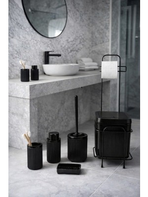 Decorev 6lı Click Kapaklı Standlı Siyah  Banyo Çöp Kovası – Modern ve Şık Tasarım DC-6805