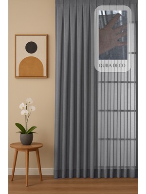 Quba Deco Natural Modern File Dokulu Keten Tül Perde Pileli Salon Oturma Odası Yatak Odası Çocuk Odası