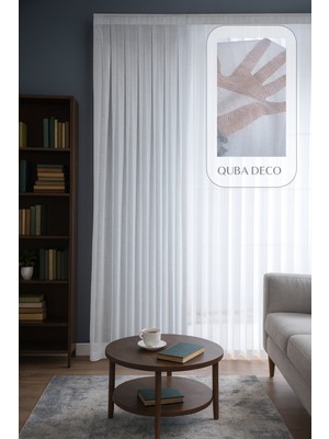 Quba Deco Natural Modern File Dokulu Keten Tül Perde Pileli Salon Oturma Odası Yatak Odası Çocuk Odası