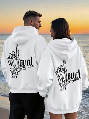Nevermind Unisex Kapüşonlu Hoodie – Kuru Kafa El Baskılı Oversize Sweatshirt Sokak Stili 2'li Set
