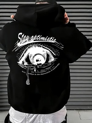Nevermind Unisex Oversize Stay Optimistic Göz Baskılı Hoodie – Minimal ve Modern Streetwear Sweatshirt