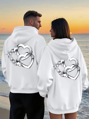 Nevermind Sevgili Çift Kombin Kapüşonlu Sweatshirt – Forever&together Baskılı Çift Hoodie Unisex 2'li Set