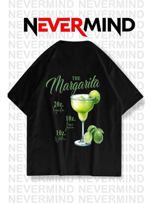 Nevermind The Margarita Baskılı Oversize Tişört - %100 Pamuk Unisex