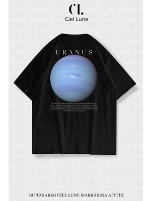 NEVERMIND Nevermind Unisex Kadın Erkek Uranüs Baskılı Özel Tasarım Oversize T-shirt