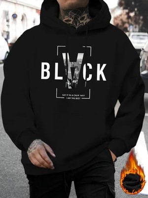 NEVERMIND Nevermind Unisex Black Baskılı Oversize Baskılı Kapşonlu Sweatshirt 3 Iplik
