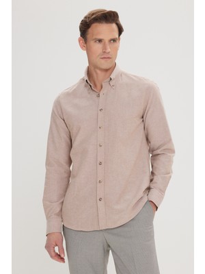 Altınyıldız Classics Slim Fit Dar Kesim Düğmeli Yaka Pamuklu Oxford Gömlek