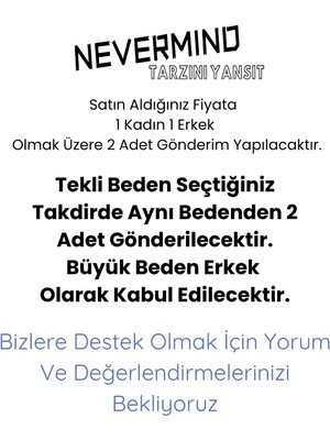 Nevermind Sevgili Çift Kombin Gülümseme Baskılı Renk Kapüşonlu Sweatshirt 2li Set Takım 3 Iplik Pamuk