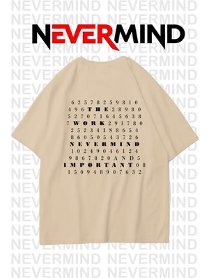 Nevermind Oversize Siyah Unisex Tişört Grafik Baskılı, Rahat Kalıp
