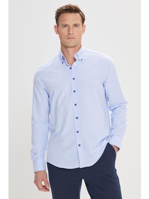 Altınyıldız Classics Slim Fit Dar Kesim Düğmeli Yaka Pamuklu Oxford Gömlek