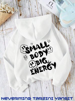 Nevermind Unisex Small Body Baskılı Oversize Baskılı Kapşonlu Sweatshirt 3 Iplik