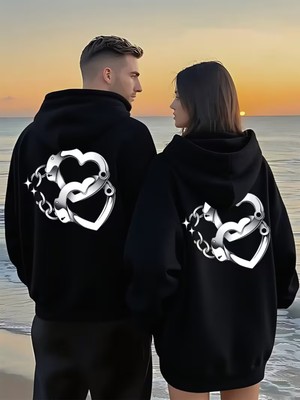 Nevermind Sevgili Çift Kombin Kapüşonlu Sweatshirt – Forever&together Baskılı Çift Hoodie Unisex 2'li Set