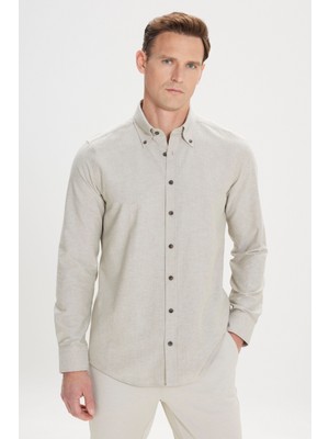 Altınyıldız Classics Slim Fit Dar Kesim Düğmeli Yaka Pamuklu Oxford Gömlek