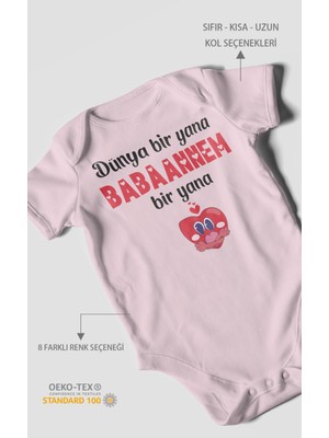 Morivo Kids Dünya Bir Yana Babannem Bir Yana Baskılı Bebek Zıbını – Çıtçıtlı Body | %100 Pamuk Kısa Kol