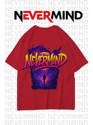 Nevermind Neon Unisex Tişört Retro Vaporwave Tasarım %100 Pamuk
