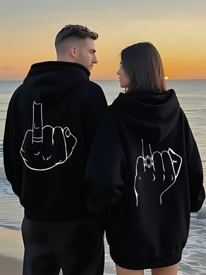 Nevermind Oversize Hoodie Grafik El Çizimi Baskılı – Unisex Kapüşonlu Sweatshirt Streetwear 2'li Set
