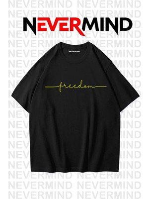 Nevermind Erkek Oversize “freedom” Baskılı Erkek Tişört – Yazlık Rahat Pamuklu Tshirt