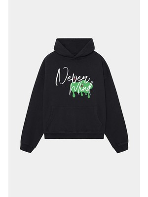 Nevermind Emoji Siyah Hoodie - Oversize Streetwear Pamuklu Sweatshirt