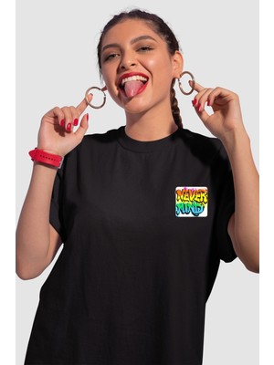 Nevermind Unisex Renkli Graffiti Baskılı Oversize Beyaz T-Shirt