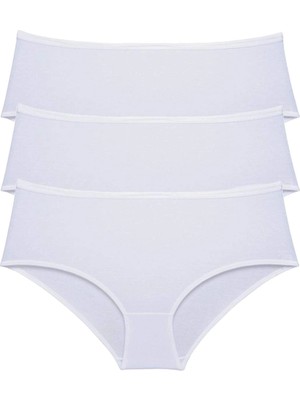 Moda Şahsenem 3 Adet Kadın Yüksek Bel Bato Külot Beyaz