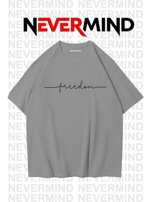 Nevermind Erkek Oversize “freedom” Baskılı Erkek Tişört – Yazlık Rahat Pamuklu Tshirt