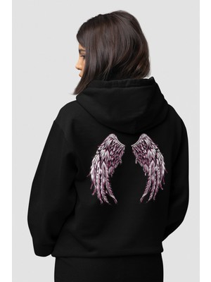 Nevermind Minimalist Melek Kanadı Tasarım Hoodie, Pamuklu Kumaş, Şık ve Rahat Kapüşonlu Sweatshirt