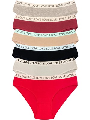 Moda Şahsenem 6 Adet Pamuklu Esnek Kadın Slip Bikini Külot Geniş Lastikli Baskılı