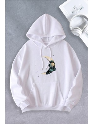 Nevermind Nevermind Unisex Kadın Erkek Ay Astronot Modeli Oversize Sweatshirt