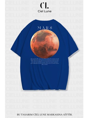 NEVERMIND Nevermind Unisex Kadın Erkek Mars Baskılı Özel Tasarım Oversize T-shirt