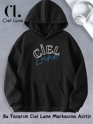 Nevermind Unisex Kadın Erkek Ciel Lune Özel Tasarım Baskılı Kapşonlu Sweatshirt