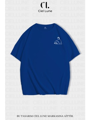 Nevermind Unisex Kadın Erkek Minimalist Cat Baskılı Özel Tasarım Oversize T-Shirt