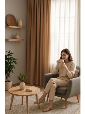 Quba Deco Keten Dokulu Blackout Işık Geçirmez Ekstraforlu Karartma Fon Perde Yatak Odası Çocuk Odası Salon