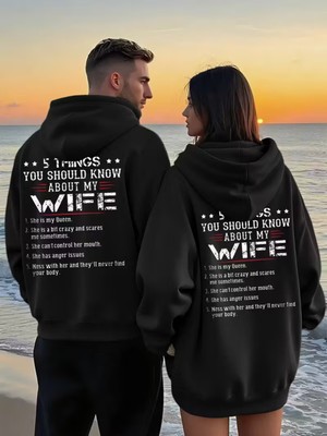 Nevermind 5 Things Yazılı Unisex Hoodie – Sevgili Kombini Oversize Kapüşonlu Sweatshirt 2'li Set