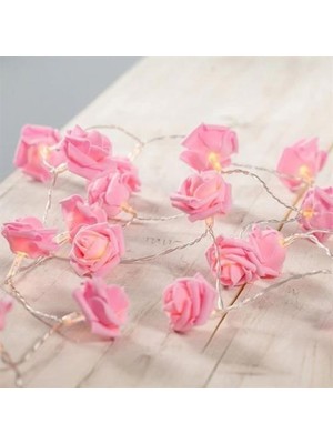 Aylis Yapay Gül Tasarımlı Dekoratif LED Işık Gül Detaylı LED Işık Pilli (20 Gül)