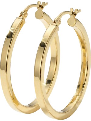 Zümrüt Sarraf 14 Ayar Altın Küt Kesim Halka Küpe Large